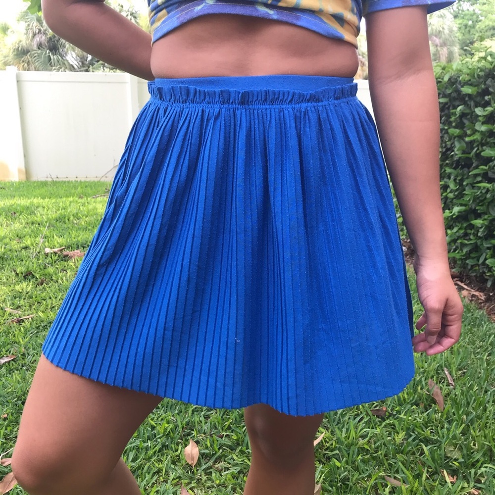 Blue pleated skirt